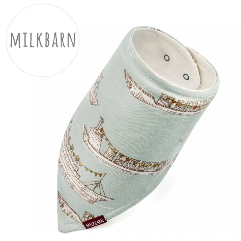 MilkBarn Blue Ships Bamboo Kerchief Bib